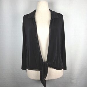 Chico's Travelers Black Tie Front Long Sleeve Topper Women's Size 3 (XL) Layer‎